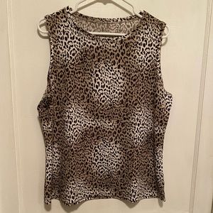 Cheetah Print Knit Tank Top/Shell. Higher Neckline